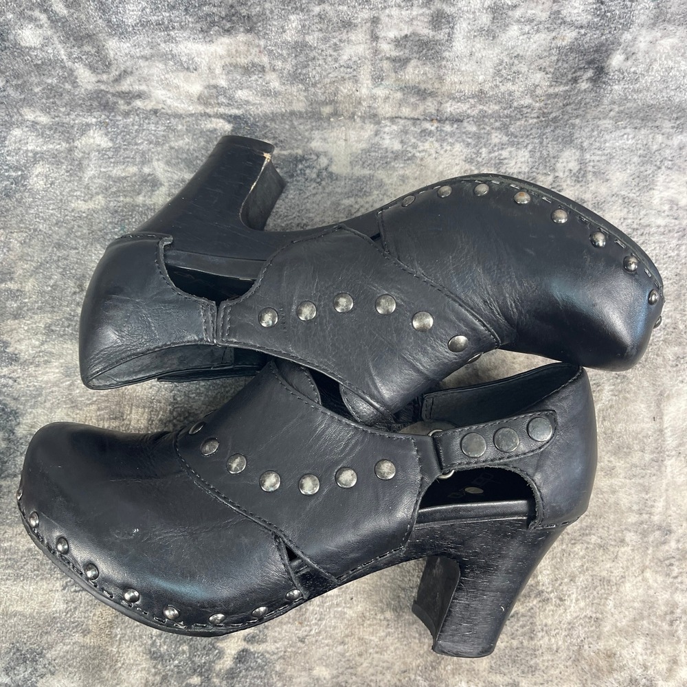 Dansko Womens 37 Ryder Clogs Black Leather Studded Western Block Heel Mules - Picture 7 of 13